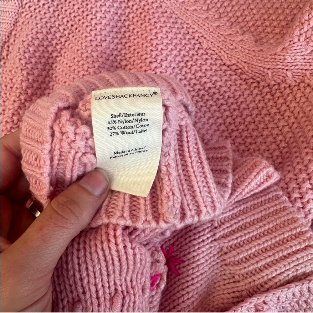 LoveShackFancy NWT Pink Floral Crochet Cardigan - Picture 8 of 8